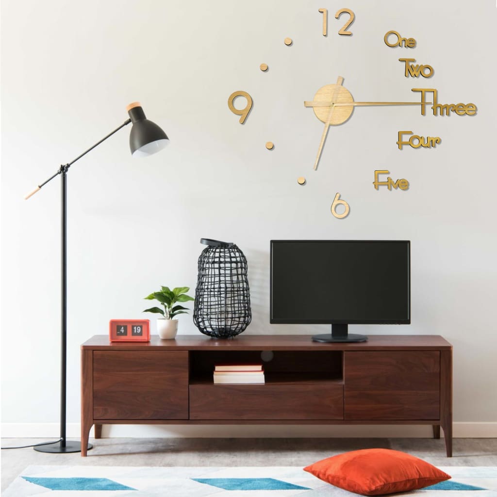 Vidaxl 3d-wandklok modern xxl 100 cm goudkleurig