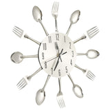 Vidaxl Wand Clock Läffel-an-Fork 31 cm Aluminium Sëlwer faarweg