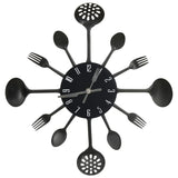 Vidaxl Wand Clock Läffel-an-Fork 40 cm Aluminium schwaarz