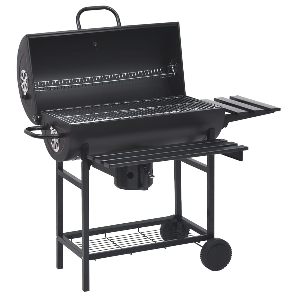 Vidaxl Barbecue Fett mat Rieder an Regaler 115x85x95 cm Stol schwaarz