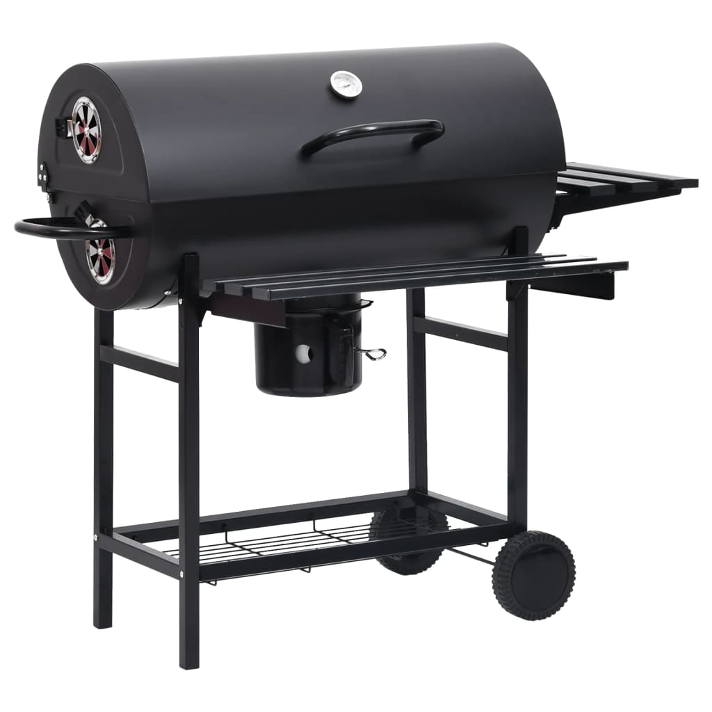 Vidaxl Barbecue grasso con ruote e ripiani 115x85x95 cm in acciaio nero