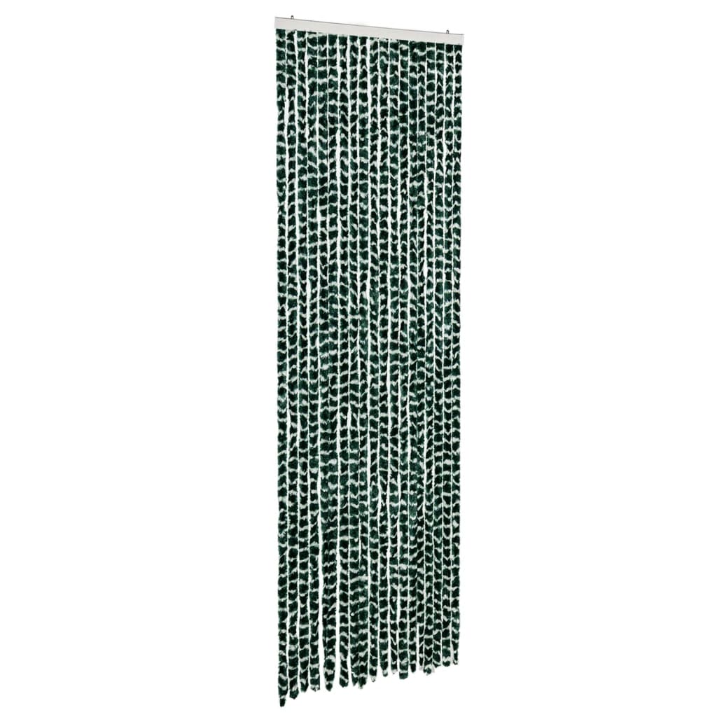 Vidaxl Fly Curtain 56x185 cm Chenille Green and White