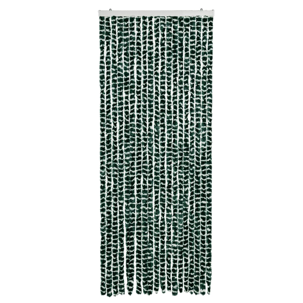 Vidaxl Fly Curtain 56x185 cm Chenille Green and White