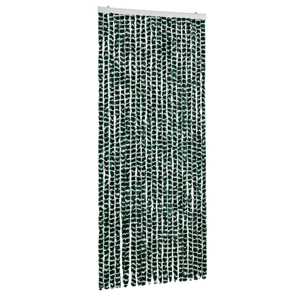 Cortina Vidaxl Fly 90x220 cm Chenille verde y blanco