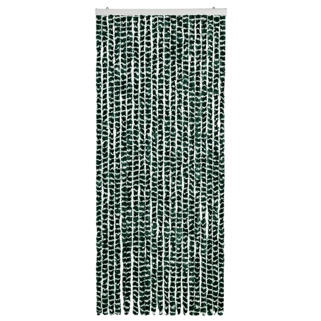 Cortina Vidaxl Fly 90x220 cm Chenille verde y blanco