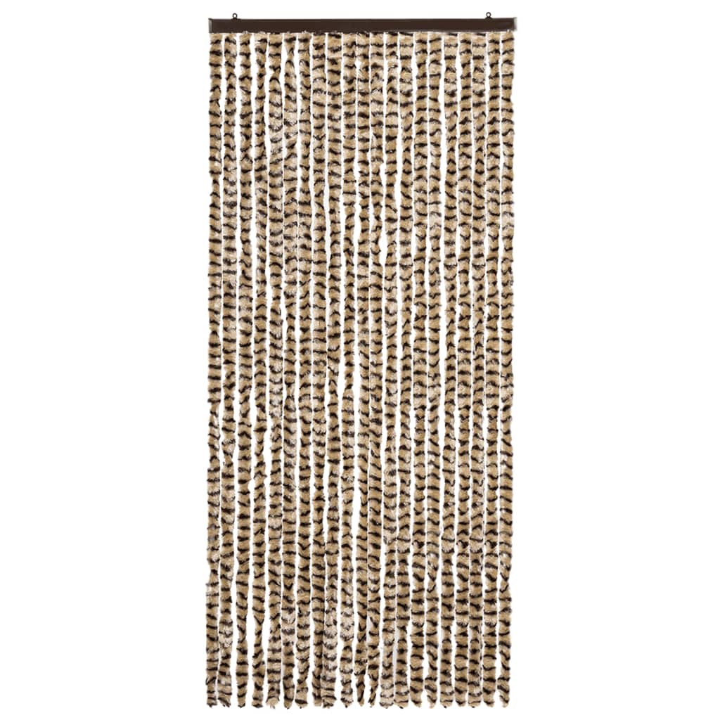 Cortina de mosca Vidaxl 90x220 cm chenille beige y marrón