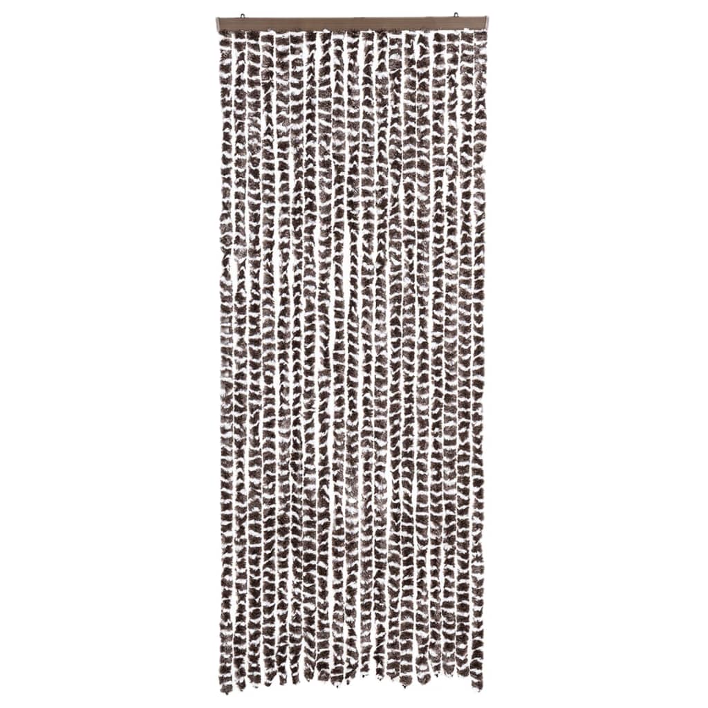 Vidaxl Fly Curtain 56x185 cm Chenille Brown and White