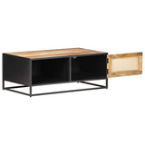 Vidaxl salontafel 90x50x35 cm ruw mangohout en natuurlijk riet