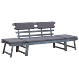 Vidaxl tuinbank met kussens 2-in-1 190 cm massief acaciahout grijs