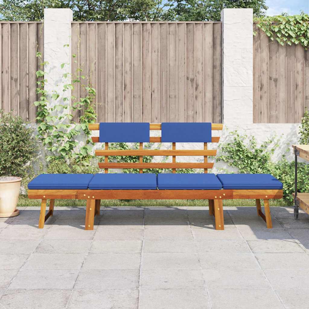 Vidaxl tuinbank met kussens 2-in-1 190 cm massief acaciahout