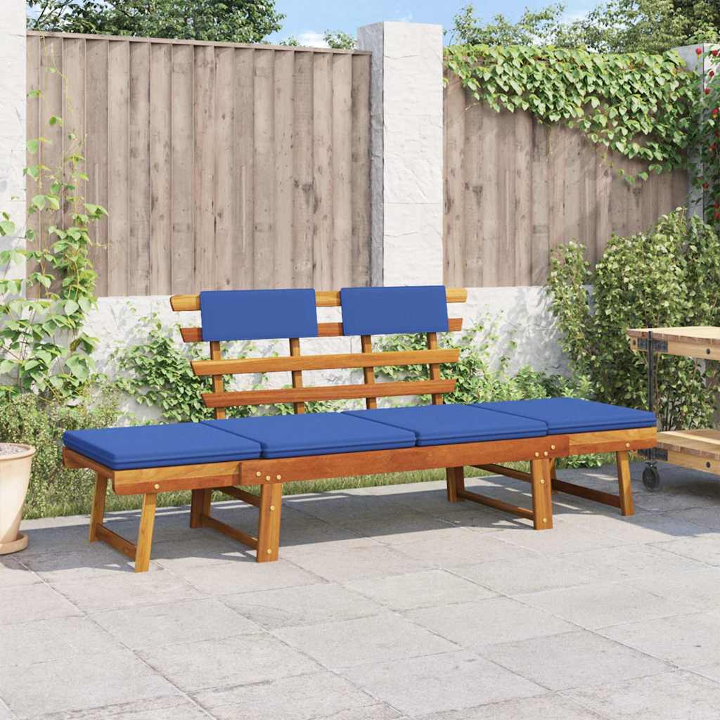 Vidaxl tuinbank met kussens 2-in-1 190 cm massief acaciahout
