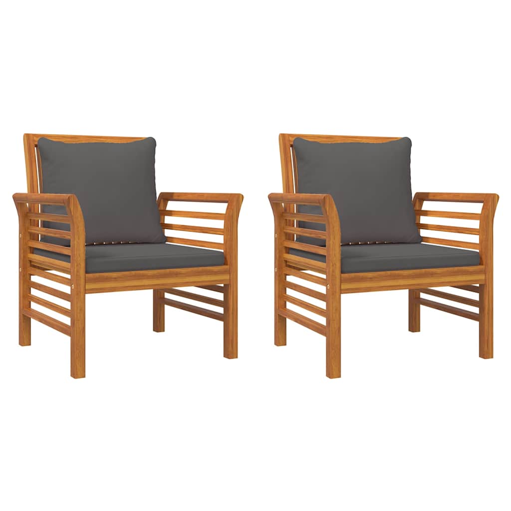 Vidaxl fauteuils 2 st met donkergrijze kussens massief acaciahout