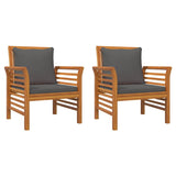 Vidaxl fauteuils 2 st met donkergrijze kussens massief acaciahout
