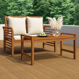 Vidaxl 2-delige loungeset met crèmewitte kussens massief hout