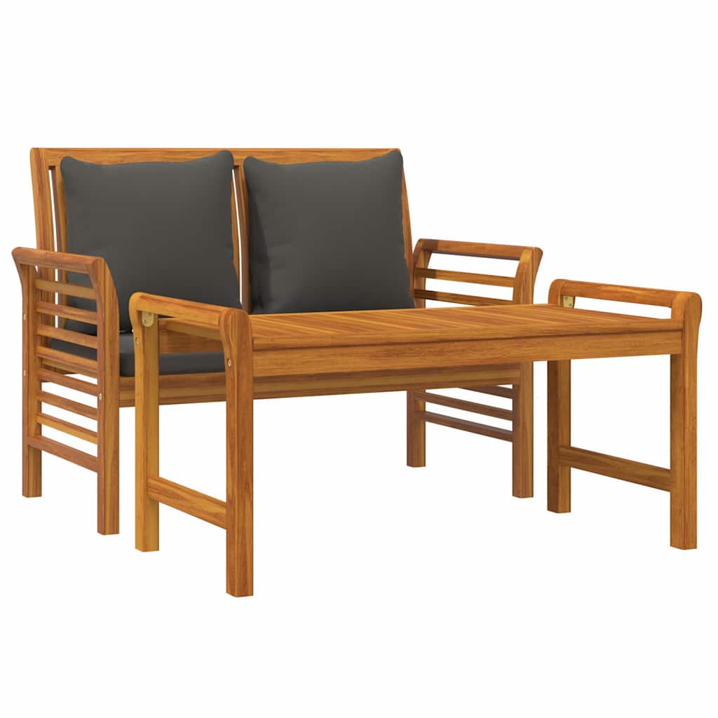Vidaxl 2-delige loungeset met donkergrijze kussens massief hout