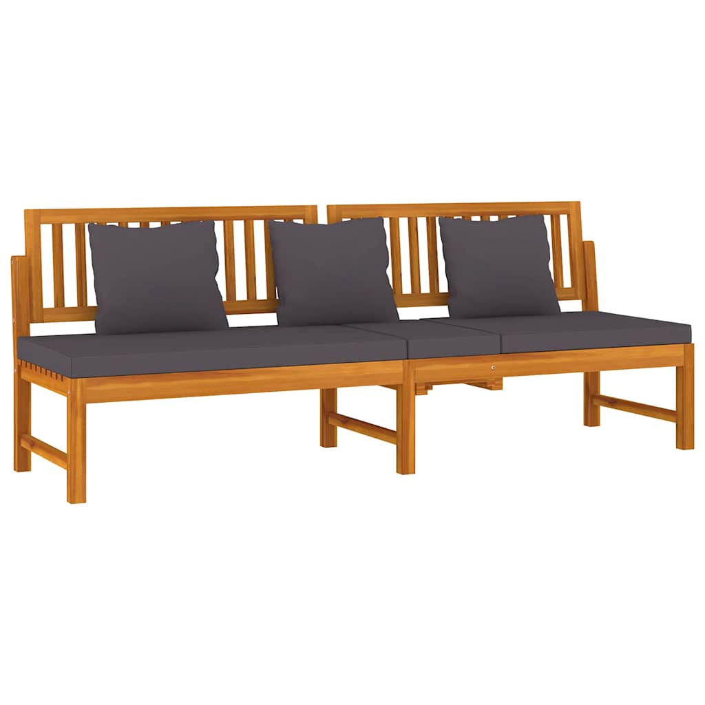 Vidaxl dagbed met grijs kussen 200x60x75 cm massief acaciahout