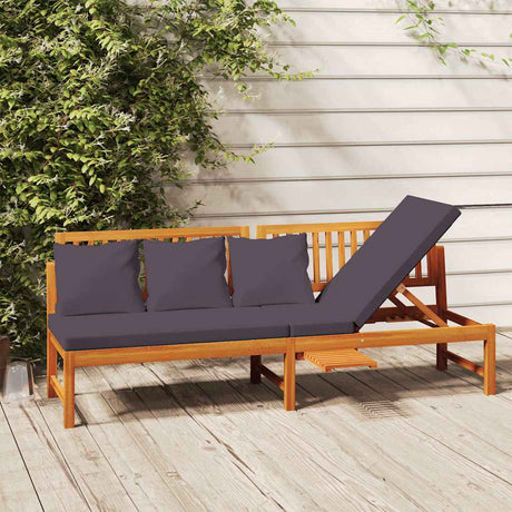 Vidaxl dagbed met grijs kussen 200x60x75 cm massief acaciahout