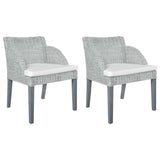 Vidaxl eetkamerstoelen 2 st met kussens natuurlijk rattan grijs