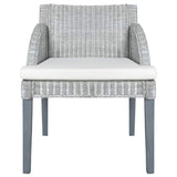 Vidaxl eetkamerstoelen 2 st met kussens natuurlijk rattan grijs