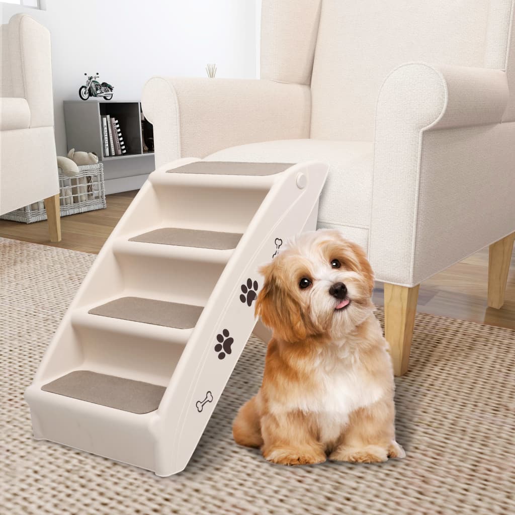 Vidaxl Dog Staircase pieghevole 62x40x49.5 cm Crema