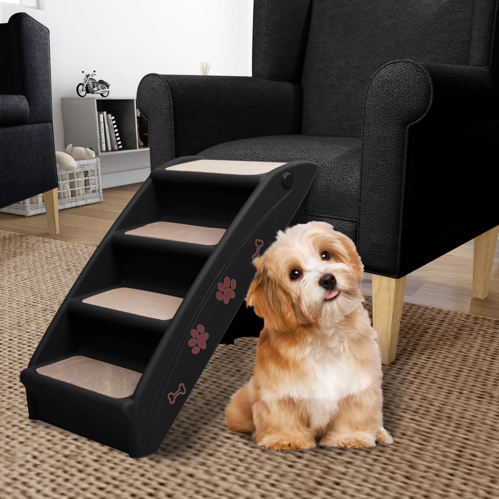 Vidaxl dog staircase foldable 62x40x49.5 cm black