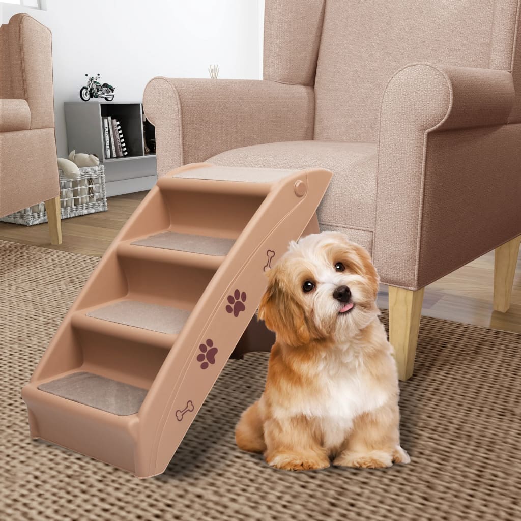 Vidaxl dog staircase foldable 62x40x49.5 cm brown