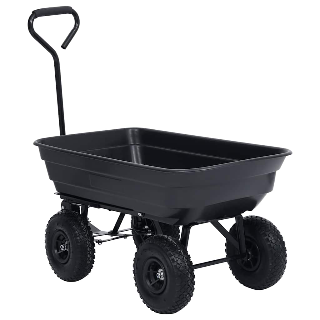 Vidaxl tuinkiepwagen 300 kg 75 l zwart