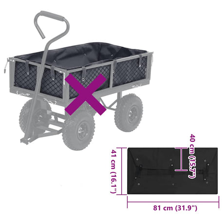 Vidaxl tuinwagenvoering 81x41x40 cm stof zwart