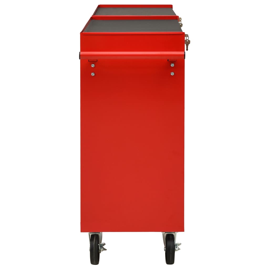 Vidaxl Tool Trolley con 14 cajones de acero rojo