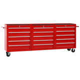 Vidaxl Tool Trolley con 15 cajones de acero rojo