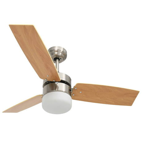 Vidaxl plafondventilator met lamp afstandsbediening 108 cm lichtbruin