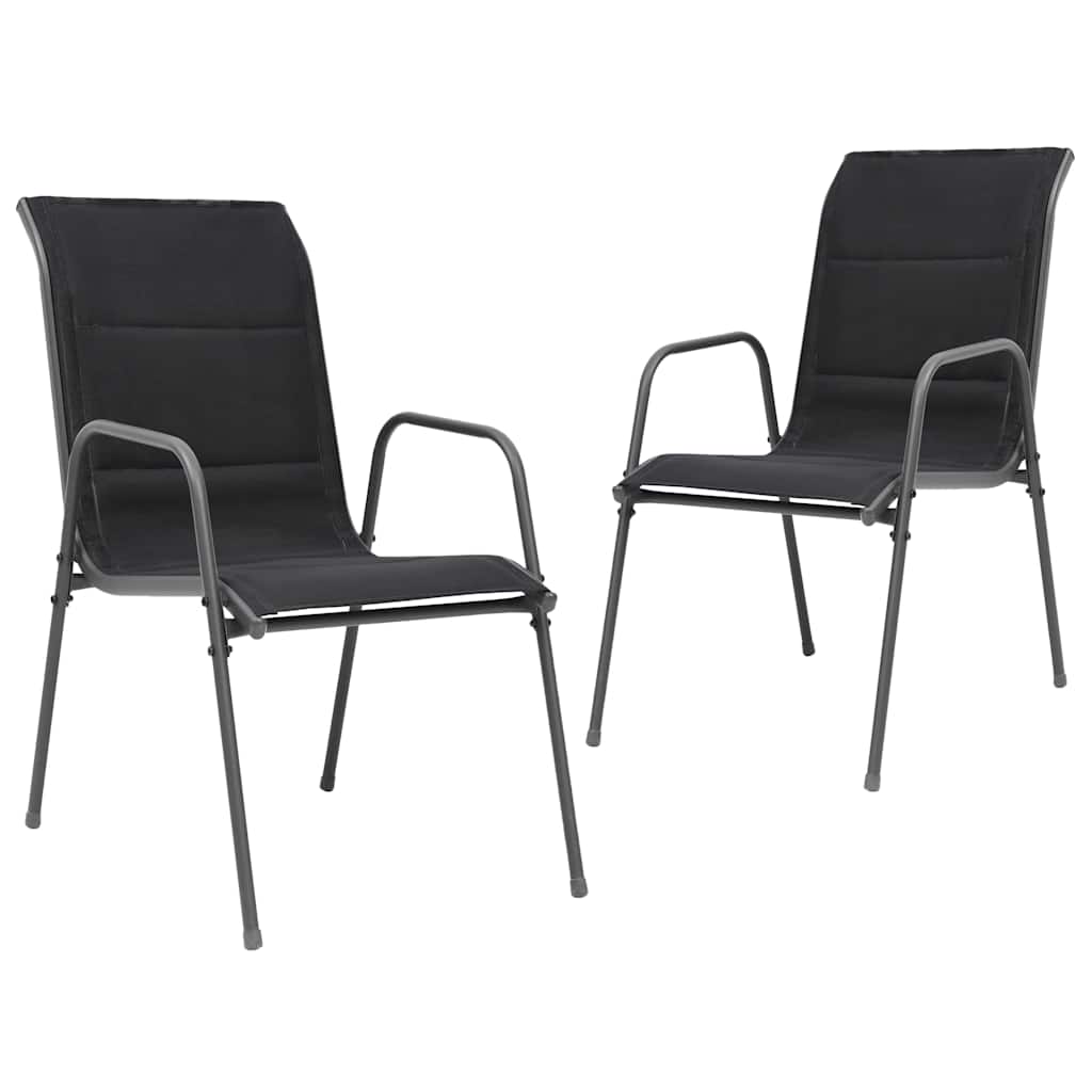 Vidaxl tuinstoelen stapelbaar 2 st staal en textileen zwart