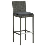 Vidaxl tuinbarkrukken met kussens 2 st poly rattan grijs