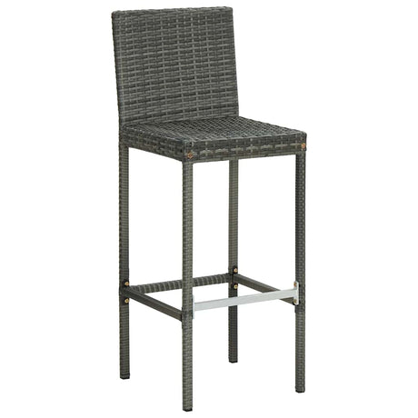 Vidaxl tuinbarkrukken met kussens 2 st poly rattan grijs