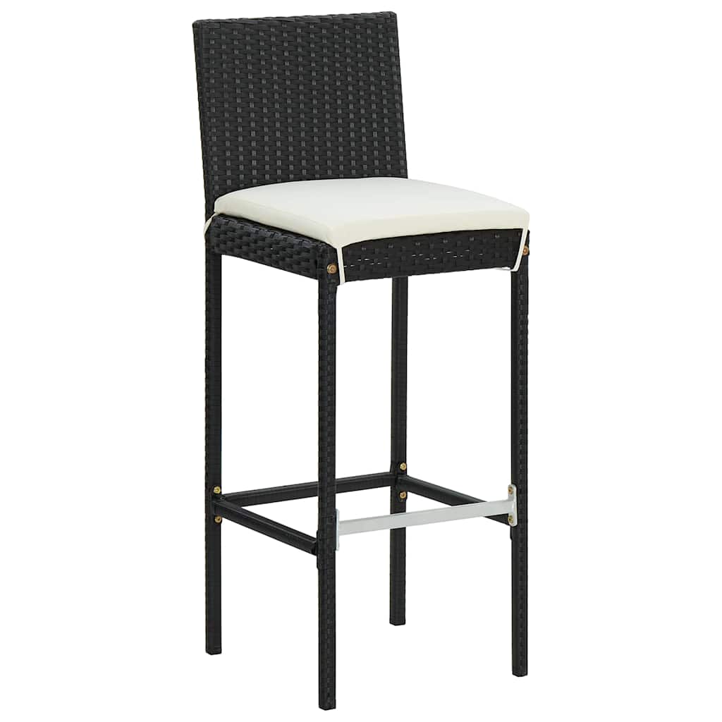 Vidaxl tuinbarkrukken met kussens 4 st poly rattan zwart