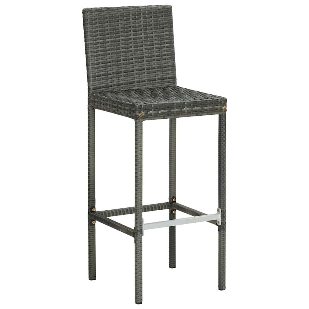 Vidaxl tuinbarkrukken met kussens 4 st poly rattan grijs