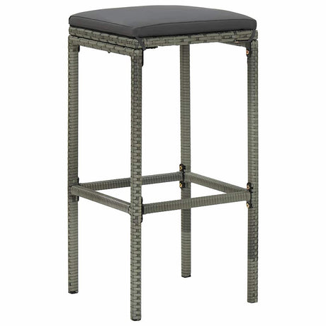 Vidaxl barkrukken 6 st met kussens poly rattan grijs