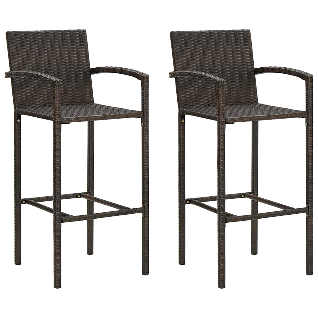 Vidaxl barkrukken 2 st poly rattan bruin