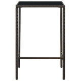 Vidaxl tuinbartafel 70x70x110 cm poly rattan en glas bruin