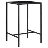Vidaxl tuinbartafel 70x70x110 cm poly rattan en glas zwart