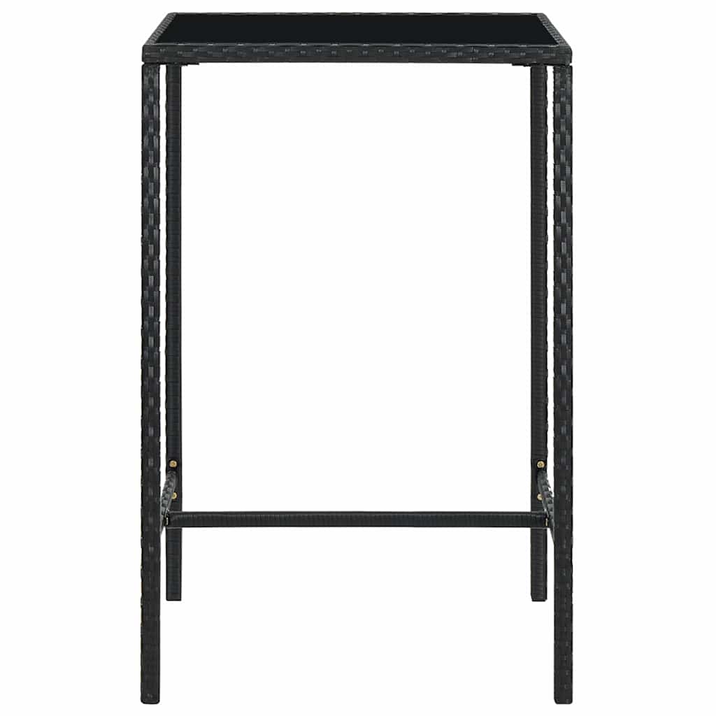 Vidaxl tuinbartafel 70x70x110 cm poly rattan en glas zwart
