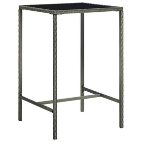 Vidaxl tuinbartafel 70x70x110 cm poly rattan en glas grijs