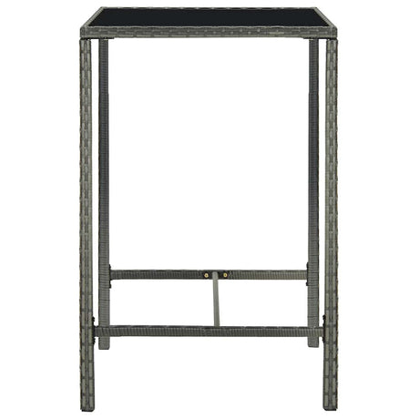 Vidaxl tuinbartafel 70x70x110 cm poly rattan en glas grijs
