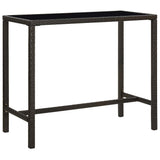 Vidaxl tuinbartafel 130x60x110 cm poly rattan en glas bruin