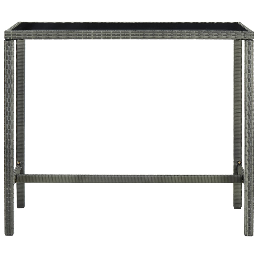 Vidaxl tuinbartafel 130x60x110 cm poly rattan en glas grijs