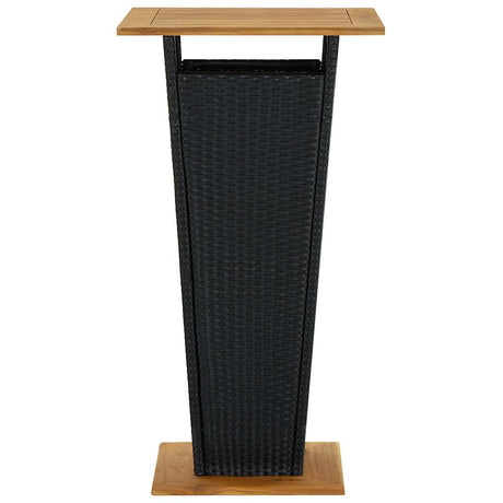 Vidaxl bartafel 60x60x110 cm poly rattan en massief acaciahout zwart