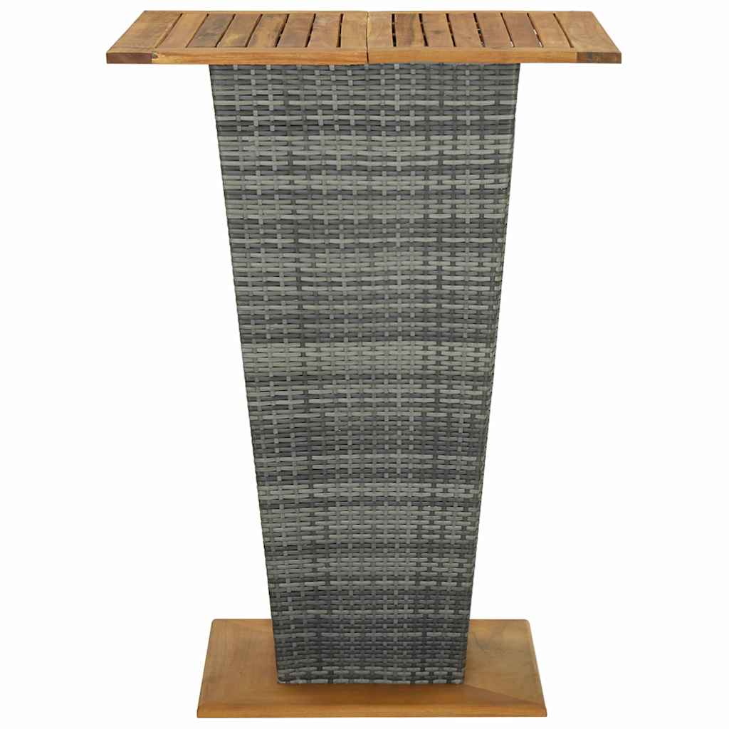 Vidaxl bartafel 80x80x110 cm poly rattan en massief acaciahout grijs