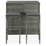 Vidaxl 3-delige barset poly rattan grijs