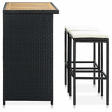 Vidaxl 3-delige barset poly rattan zwart