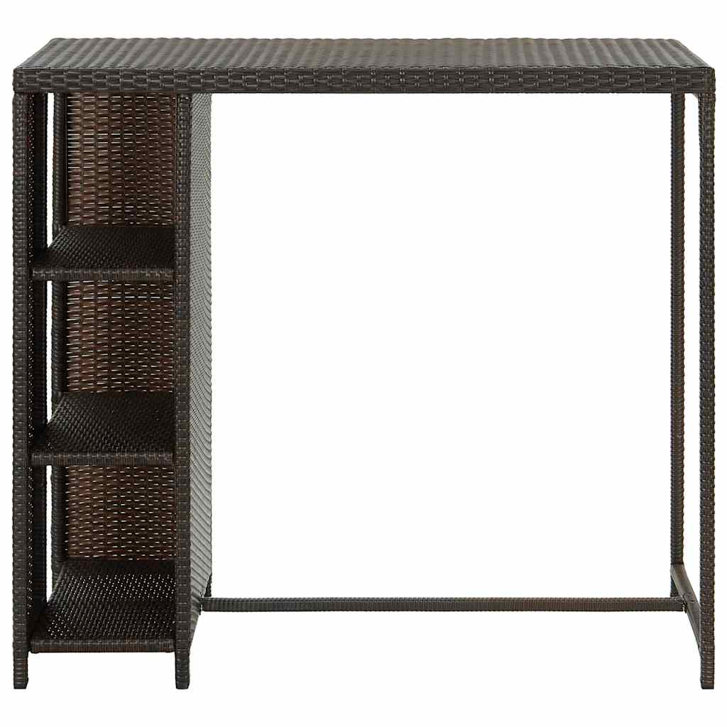 Vidaxl bartafel met opbergrek 120x60x110 cm poly rattan bruin